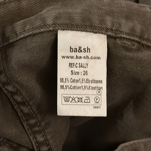 Ba&sh sz 26 skinny jeans moss green ankle C Sally good pre owned thread loose - Picture 4 of 7